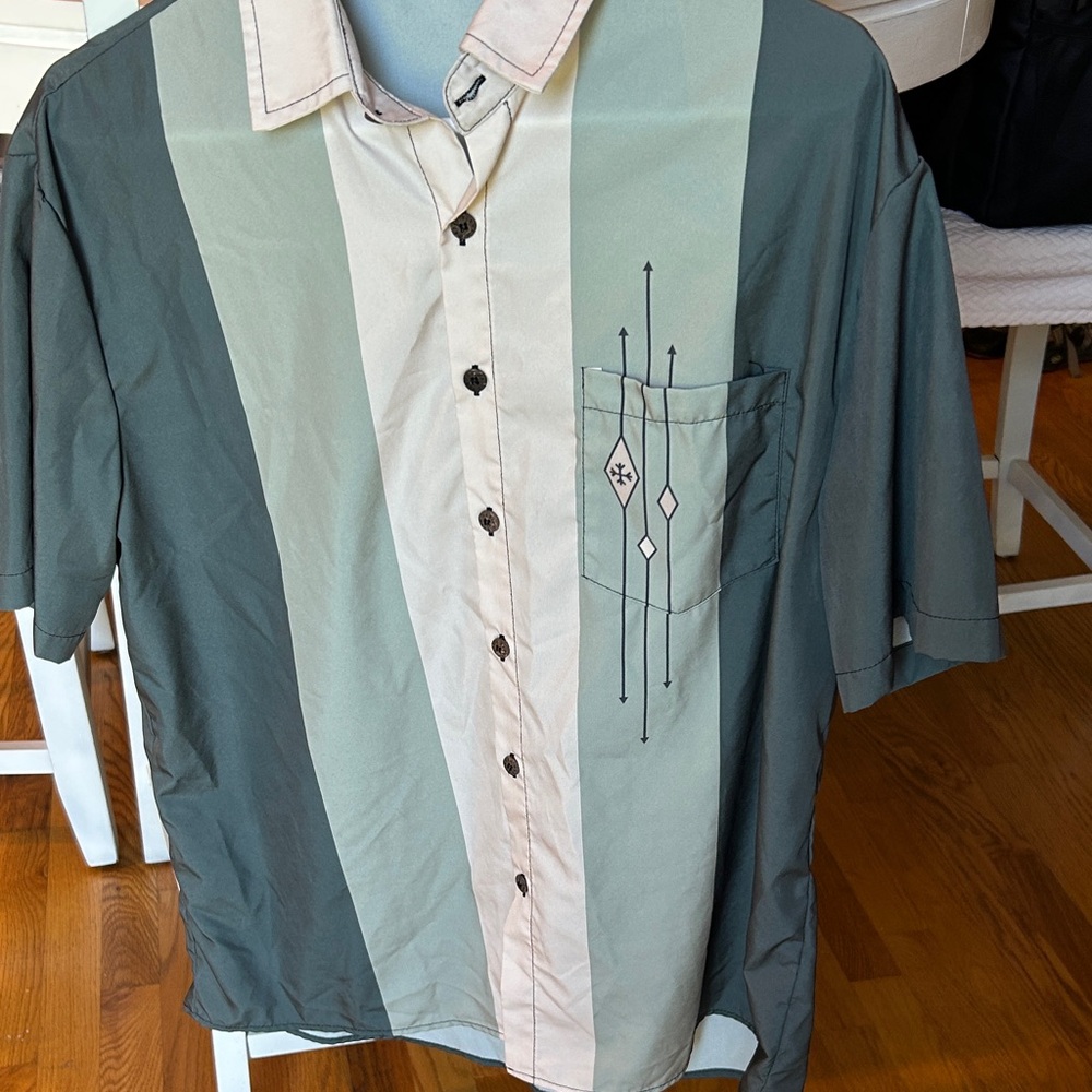 Source Unknown Men's Casual Shirt - Green and Cream